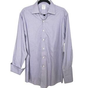 Brooks Bros. Men’s Regent Lavender Check French Cuff Dress Shirt Size 16-32
